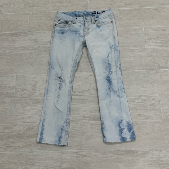 Miss Me Denim - Miss Me Irene Boot Cut Flare Embellished Pocket Bleached Denim Jeans Size 28